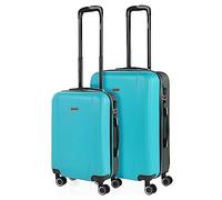 ITACA - Set De Valise Rigide avec roulettes Pivotantes - Set Valise Léger, Grande Capacité, Organisation Astucieuse pour Les Voyages Longs, Turquoise/Anthracite