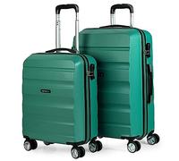 ITACA - Set Valise 2 pièces - Set de Valises de Voyage Légères - Set de Valises Rigides 4 roulettes - Lot Valise Cabine, Valise Moyenne - Valises en Matériau ABS - Verrouillage, Couleur Bleu verdâtre