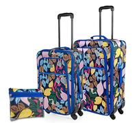ITACA - Set Valise Souple 4 Roues 3 pcs, Set De Valises Souples De Voyage légère, Valise Soute Souple, Lot De Valises Légères Résistantes Pour Déplacements. Cadenas à Combinaison. Avec trousse d, Bleu