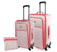 ITACA - Set Valise Souple 4 Roues 3 pcs, Set De Valises Souples De Voyage légère, Valise Soute Souple, Lot De Valises Légères Résistantes Pour Déplacements. Cadenas à Combinaison. Avec t, Beige-Corail