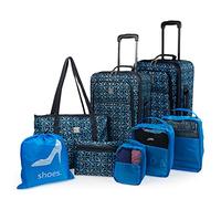 ITACA - Set Valise Souple 4 Roues pcs, Set De Valises Souples De Voyage légère, Valise Soute Souple, Lot De Valises Légères Résistantes Pour Déplacements. Cadenas à Combinaison. Avec trou, Bleu marine