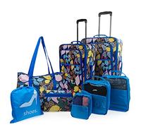 ITACA - Set Valise Souple 4 Roues pcs, Set De Valises Souples De Voyage légère, Valise Soute Souple, Lot de Valises Légères Résistantes pour Déplacements. Cadenas à Combinaison. avec Trousse de, Bleu
