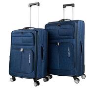 ITACA - Set Valise Souples à 4 roulettes - Lot Valise Tissu à Roulette - Sets de Bagages pour soute Avion, Soldes sur Set de valises à roulettes. Verrouillage à Combinaison, Bleu Jeans
