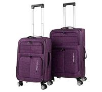 ITACA - Set Valise Souples à 4 roulettes - Lot Valise Tissu à Roulette - Sets de Bagages pour soute Avion, Soldes sur Set de valises à roulettes. Verrouillage à Combinaison, Violet
