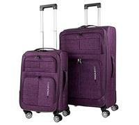 ITACA - Set Valise Souples à 4 roulettes - Lot Valise Tissu à Roulette - Sets de Bagages pour soute Avion, Soldes sur Set de valises à roulettes. Verrouillage à Combinaison, Violet