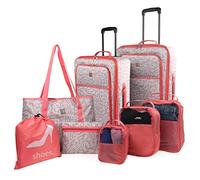 ITACA - Set Valise Souples à 4 roulettes - Lot Valise Tissu à Roulette - Sets de Bagages pour soute Avion, Soldes sur Set de valises à roulettes. Verrouillage à Combinaison, Beige-Corail