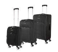 ITACA - Set Valise Souples à 4 roulettes - Lot Valise Tissu à Roulette - Sets de Bagages pour soute Avion, Soldes sur Set de valises à roulettes. Verrouillage à Combinaison, Noir