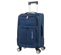 ITACA - Valise Cabine 55X40X20 légère et résistante Bagage Cabine idéal pour Voyages Courts Valise Cabine Tissu Souple 4 Roues pivotantes Compatible Ryanair, Bleu Jeans