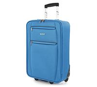 ITACA - Valise Cabine 55X40X20 légère et résistante Bagage Cabine idéal pour Voyages Courts Valise Cabine Tissu Souple 4 Roues pivotantes Compatible Ryanair, Bleu Jeans