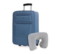 ITACA - Valise Cabine 55X40X20 légère et résistante Bagage Cabine idéal pour Voyages Courts Valise Cabine Tissu Souple 4 Roues pivotantes Compatible Ryanair, Bleu Jeans