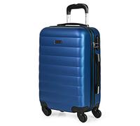 Valise Cabine Rigide Petite 4 Roues Trolley 55 Cm En ABS Texturé. Bagage À Main. Extensible Résistant Légère. Poignée 2 Anses Et Cadenas. Low Cost Ryanair. 71250 Bleu