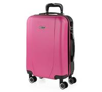 ITACA - Valise Cabine 55x40x20 Rigide Légère à Roulette 4 Roues Pivotantes avec Cadenas à Combinaison Extensible. Bagage Cabine Idéal pour Voyager en Avion Petite Valise Compacte C, Fuchsia/anthracite