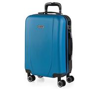 Valise Cabine Rigide Petite 4 Roues Trolley 55 Cm En ABS Texturé. Bagage À Main. Résistant Légère. Poignée 2 Anses Et Cadenas. Low Cost Ryanair. 71150 Bleu