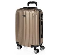 ITACA - Valise Cabine 55x40x20 Rigide Légère à Roulette 4 Roues Pivotantes avec Cadenas à Combinaison Bagage Cabine Idéal pour Voyager en Avion Petite Valise Compacte Compatible avec Ryan, Champagne