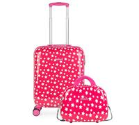 ITACA - Valise Cabine Enfant à roulettes multidirectionnelles. Valise de Voyage légère pour Enfant, Bagage à Main, Compatible Ryanair. avec Trousse de Toilette et Cadenas à Combinaison, Fuchsia