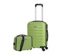 ITACA - Valise Cabine Rigide Légère à Roulette 4 Roues Pivotantes avec Cadenas à Combinaison Extensible. Bagage Cabine Idéal pour Voyager en Avion Petite Valise Compacte Avec trousse de toil, Pistache