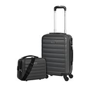ITACA - Valise Cabine Rigide Légère à Roulette 4 Roues Pivotantes avec Cadenas à Combinaison Extensible. Bagage Cabine Idéal pour Voyager en Avion Petite Valise Compacte Avec trousse de to, Anthracite