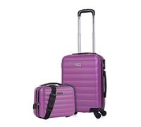 ITACA - Valise Cabine Rigide Légère à Roulette 4 Roues Pivotantes avec Cadenas à Combinaison Extensible. Bagage Cabine Idéal pour Voyager en Avion Petite Valise Compacte Avec trousse de toilet, Violet