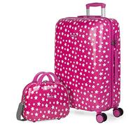ITACA - Valise Enfant Bagage Cabine Enfant Set de valises 2 pièces Rigides avec roulettes pivotantes, Coque Dure légère ABS/PC pour Voyages Confortables. Cadenas à Combinaison, Fuchsia