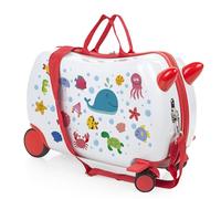 ITACA - Valise Enfant, Valise Siege Enfant, Valise Fille Rigide légère à roulettes Assise Pratique Cabine Avion Bagage coloré pour Voyager de façon Autonome, Bleu