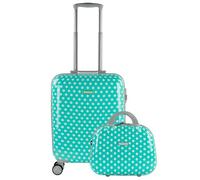 ITACA - Valise Pour Enfant Rigide Légère Avec Roulettes Silencieuses Format Cabine Approuvé Avion Idéal Pour Vacances Scolaires Valise Cabine Valise, Avec trousse de toilette Compa, Taupes à la menthe