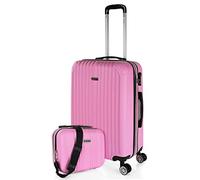 ITACA - Valise Rigide Grande Taille 158 cm - Bagage Soute 23 kg Solide ABS - Trolley Valise Moyenne avec Trousse de Toilette - Bagage Taille Moyenne. Cadenas à Combinaison Valise Extensible, Rose