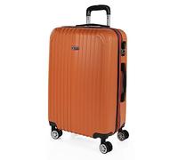 Valise Trolley 66 Cm En ABS. Rigide Et Légère. Poignée Télescopique, 2 Anses Rétractables, 4 Roues. Taille Moyenne. Cadenas À Combinaison T71560 Orange