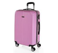 Valise Trolley 66 Cm En ABS. Rigide Et Légère. Poignée Télescopique, 2 Anses Rétractables, 4 Roues. Taille Moyenne. Cadenas À Combinaison T71560 Rose