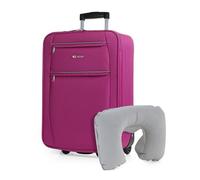 ITACA - Valise Trolley Cabin, Polyester EVA 50X40X20. avec Oreiller Cervical 2 Roues Bagage à Main. Semi-Rigide, résistant et léger. T71950B, Couleur Fuchsia