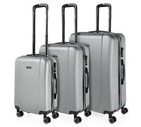 ITACA - Valises. Lot de Valise Rigides 4 roulettes - Valise Grande Taille, Valise soute Avion, Bagages pour Voyages.Ensemble Valise Voyage. Verrouillage à Combinaison, Argenté