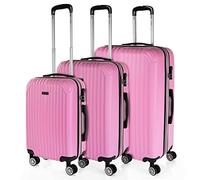 ITACA - Valises. Lot de Valise Rigides 4 roulettes - Valise Grande Taille, Valise soute Avion, Bagages pour Voyages.Ensemble Valise Voyage. Verrouillage à Combinaison, Rose