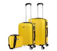 ITACA - Valises. Lot de Valise Rigides 4 roulettes - Valise Grande Taille, Valise soute Avion, Bagages pour Voyages.Ensemble Valise Voyage. Verrouillage à Combinaison, Jaune