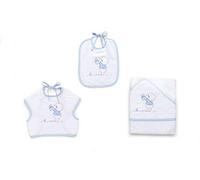 Italbaby Ensemble de serviettes à capuche et bavoir bleu clair