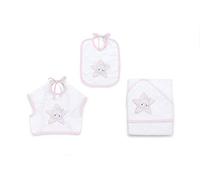 Italbaby Ensemble serviette à capuche et bavoir Little Star Rose