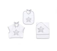 Italbaby Ensemble serviette à capuche et bavoir Motif star gery