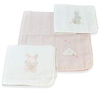 Italbaby Lot de 3 mousselines brodées Rose