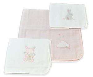 Italbaby Lot de 3 mousselines brodées Rose