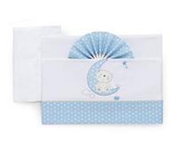 Italbaby Parure de lit brodée 3 pièces Moon Bleu 500 g