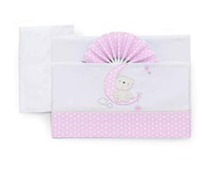 Italbaby Parure de lit brodée 3 pièces Moon Rose 500 g