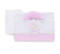 Italbaby Parure de lit brodée landau 3 pièces Moon Rose 200 g