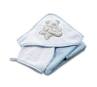 Italbaby Sèche serviette avec capuche en éponge 75 x 75 cm Sweet Bleu - 350 g