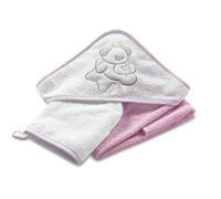 Italbaby Sèche serviette avec capuche en éponge 75 x 75 cm Sweet Rose - 350 g