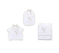 Italbaby - Serviette à capuche + harnais + bavoir brodés Bear ivoire