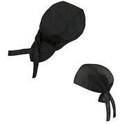 Italbangla Textile Lot de 2 bouchons de bandana pour cuisine hôtel chef Waiter Professional Catering Hat Usable for Cooking, Kitchen, Bar, Restaurant, Butcher's And Catering, Noir , 30-40