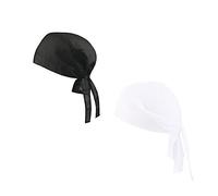 Italbangla Textile Lot de 2 bouchons de bandana pour cuisine hôtel chef Waiter Professional Catering Hat Usable for Cooking, Kitchen, Bar, Restaurant, Butcher's And Catering, Black & White, 30-40