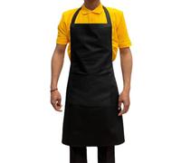 Italbangla Textile Tablier de cuisinier, unisexe, durable, confortable avec poche avant, lavable pour cuisine, bar, restaurant, boucher et restauration, Noir , L