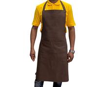 Italbangla Textile Tablier de cuisinier, unisexe, durable, confortable avec poche avant, lavable pour cuisine, bar, restaurant, boucher et restauration, marron, L