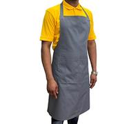 Italbangla Textile Tablier de cuisinier, unisexe, durable, confortable avec poche avant, lavable pour cuisine, bar, restaurant, boucher et restauration, Gris, L