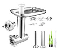 Italdos Hachoir à Viande compatible pour Kenwood Accessoire Mélangeur Planétaire Remplisseur de Tube de Remplissage de Saucisses, 4 Disques Personnalisés au Choix, avec Adaptateur KAX950ME