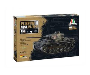 Italeri 25757 1:56 Pz.Kpfw. III Ausf. J/L/M/N Maquette Kit de Construction de Support, Artisanat, Passe-Temps, Collage, kit en Plastique, kit Militaire détaillé, réservoir 1:56